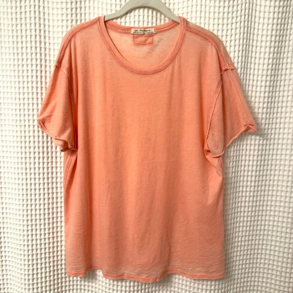 Free People | We the Free | Peach Orange Crew Neck Short Sleeve Tee Shirt | XS